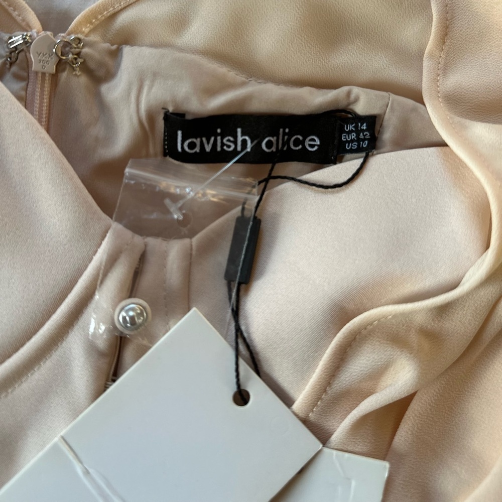Lavish Alice Elegant Cream Puff Sleeve Dress - Picture 11 of 11